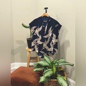 Crane Print Blouse